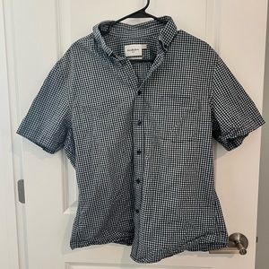 EUC Goodfellow Gingham Button Down Short Sleeve Shirt, Size Large